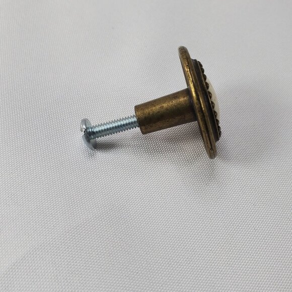 VTG Amerock Drawer Handle Pulls Speckled Ceramic Antique Brass 4 Pulls 1 knob - Picture 8 of 9